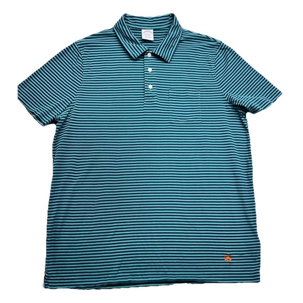 Brooks Brothers Mens Polo Shirt size XL Striped Short Sleeve Cotton Logo Golf